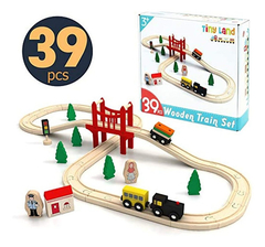 Juego De Tren De Juguete 39 Piezas De Madera