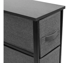 Imagen de Cómoda Multiusos De Metal Negro Con 4 Canastos De Tela Gris.