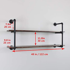 Estantería De Metal Y Madera Color Negro/2 Niveles. - Danielle's Store