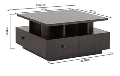 Mesa De Centro Con Estantes Y Cajones De Madera Color Marrón - tienda online