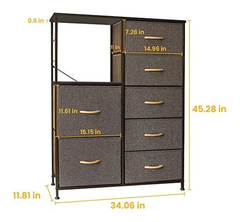 Estantería De Acero Y Madera Con 7 Cajones Color Marrón.
