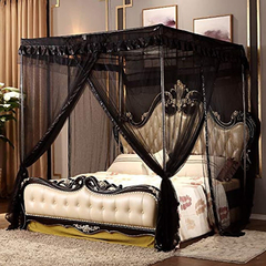 Cortina De Cama Con Dosel De Malla (doble, Negro)