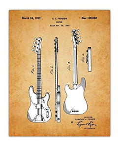 Vintage Fender Guitar Poster Patent Prints - Set Of 4 8x10 U - Danielle's Store