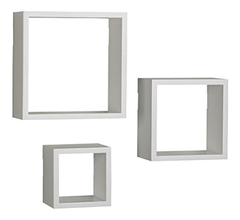 Estantería Flotante De Madera Color Negro Y Blanco/3 Piezas. - tienda online