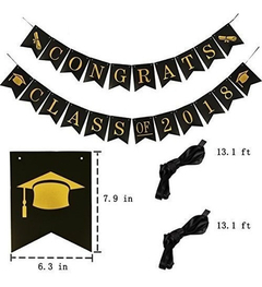 Decoraciones De Fiesta De Graduación En Negro Y Dorado - comprar online