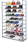 Organizador De Zapatos,plástico Y Tela Gris De 10 Niveles.
