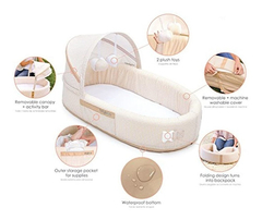 Imagen de Cuna Portátil Para Bebé, En Algodón Color Beige