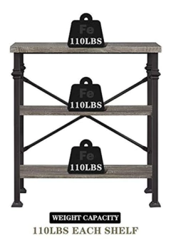 Estantería De Madera Y Metal Color Gris Y Negro/3 Niveles. en internet