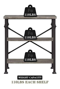 Estantería De Madera Y Metal Color Gris Y Negro/3 Niveles. en internet