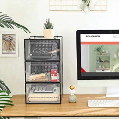 Organizador De Zapatos Plegable De Plástico Gris/18 Unidades - Danielle's Store