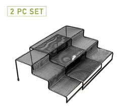 Estantería Expandible De Malla Metálica Color Negro 2 Piezas - comprar online