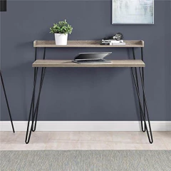 Escritorio De Computadora De Madera Y Metal, Gris, 2 Niveles - Danielle's Store