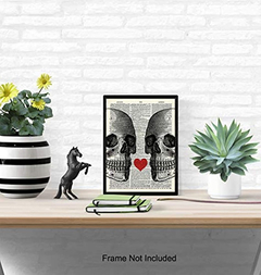 Decoración De Pared De Corazón Y Calaveras 8x10 Sentimental - Danielle's Store