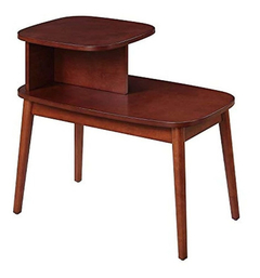 Mesa Auxiliar De Madera Caoba, Color Marrón, 2 Niveles