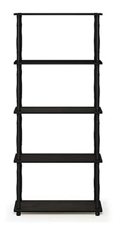 Estantería De Plástico Y Madera Color Negro De 5 Niveles. - tienda online