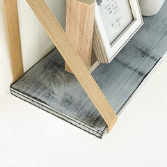 Estantería Flotante De Madera Y Tela Color Gris Y Marrón. - Danielle's Store