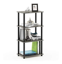 Estanteria Multiusos De Pvc Negro Y Madera Gris De 4 Niveles - Danielle's Store