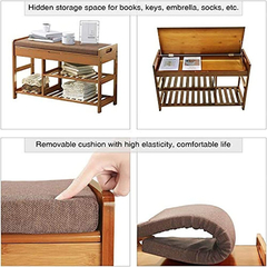 Organizador De Zapatos Con Cojín Y Bambú Marrón/3 Niveles. en internet