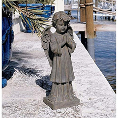 Estatua De Ángel Fundido A Mano Con Piedra Triturada