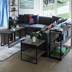 Imagen de Mesa Auxiliar De Metal Y Madera Color Negro-marrón/3 Niveles