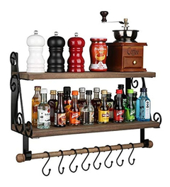 Estantería Flotante De Metal Y Madera Marrón/2 Niveles. - Danielle's Store