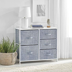 Cajonera De Acero Con 5 Cajones De Tela Color Gris Y Blanco. - comprar online