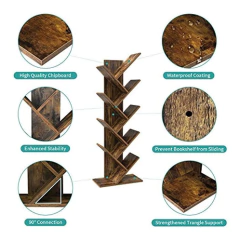 Estantería De Madera Color Marrón De 9 Niveles. - tienda online