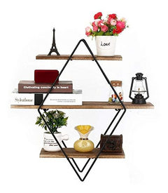 Estantería Flotante De Metal Y Madera Marrón/3 Niveles. - comprar online