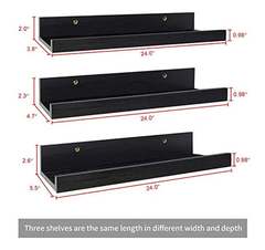 Estantería Flotantes De 3 Niveles, De Metal Color Negro - Danielle's Store