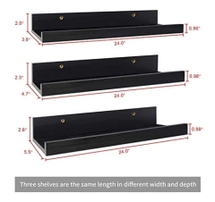 Estantería Flotantes De 3 Niveles, De Metal Color Negro - Danielle's Store