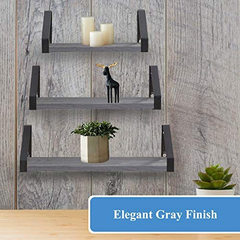 Estantería Flotante De Madera Y Metal Color Gris/3 Unidades. - tienda online