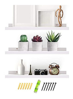 Estantería Flotante De Madera Color Blanco, 3 Niveles
