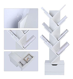 Estantería De Madera Para Libros De 7 Niveles, Color Blanco - tienda online