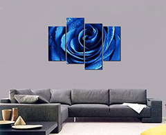 Cuadro Decorativo De 4 Pligues Para Pared Floral, Azul - comprar online