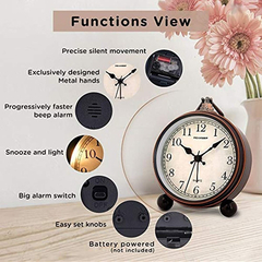 Reloj Despertador Analógico Antiguo De 4 Pulgadas Con Pilas - Danielle's Store