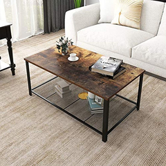Mesa De Centro De Metal Y Madera Color Negro Y Marrón. - comprar online