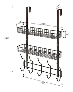 Perchero Para Colgar Sobre La Puerta Con 2 Cestas 5 Ganchos - comprar online