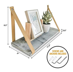Estantería Flotante De Madera Y Tela Color Gris Y Marrón. - comprar online