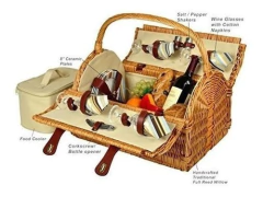Cesta De Mimbre Para Picnic Con Servicio Para 4 en internet