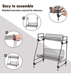 Estantería Multiusos De Metal Color Negro De 2 Niveles. - tienda online