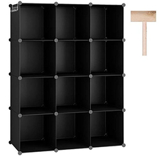 Estantería Modular De Plástico Y Metal Color Negro/12 Cubos.