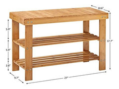 Organizador De Zapatos De Bambú Marrón De 3 Niveles. - comprar online