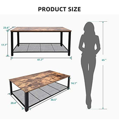 Imagen de Mesa De Centro De Metal Y Madera Color Negro Y Marrón.