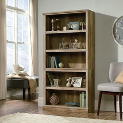 Biblioteca De Madera Color Marrón Con 5 Estantes. - comprar online
