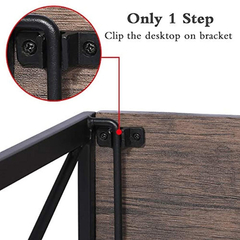 Escritorio Plegable De Metal Negro Y Madera Marrón 2 Piezas en internet