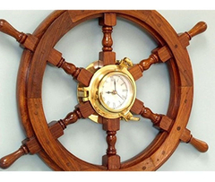 Náutico Deluxe Class Reloj De Madera Y Latón Para Barco 24'' - tienda online