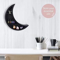 Estantería Flotante De Madera Color Negro,diseño De Luna. - comprar online