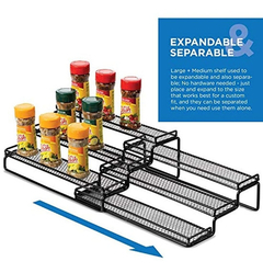 Estantería Expandible De Metal Color Negro De 3 Niveles. - tienda online