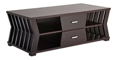 Mesa De Centro Con 4 Estantes De Madera Color Marrón.