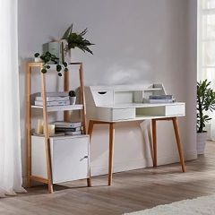 Imagen de Escritorio Multiusos De Madera Color Blanco Y Marrón.